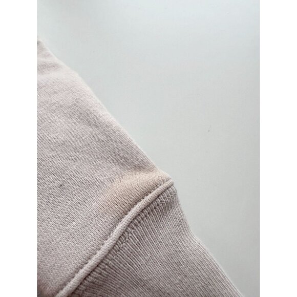 Aritzia TNA Cozy Fleece Beige Cotton 1/4 Zip Perfect Cropped Sweatshirt, Size S - Picture 8 of 16